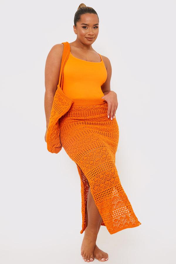 in the style In the Style Crochet Midaxi Skirt Orange