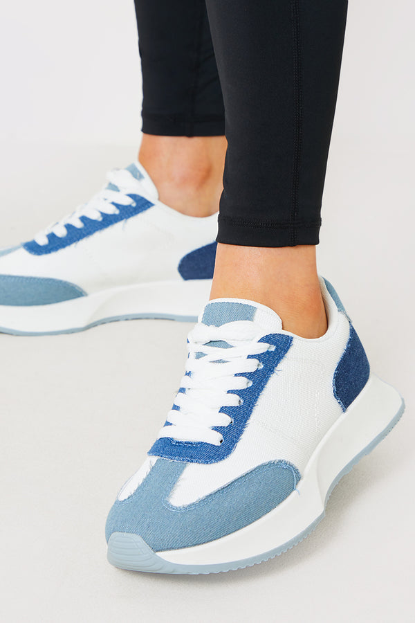 in the style In The Style Denim Contrast Detail Trainer Blue