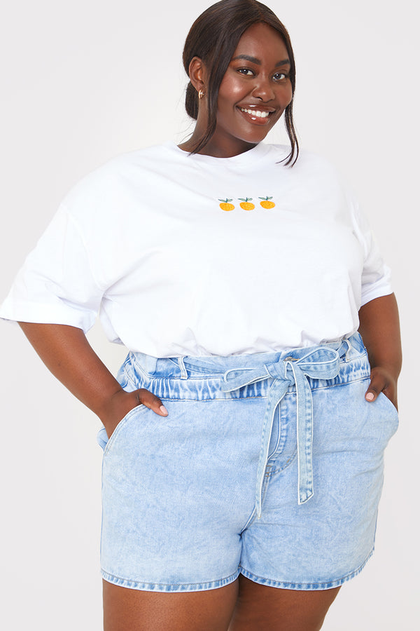 In The Style In The Style Denim Paperbag Shorts Blue