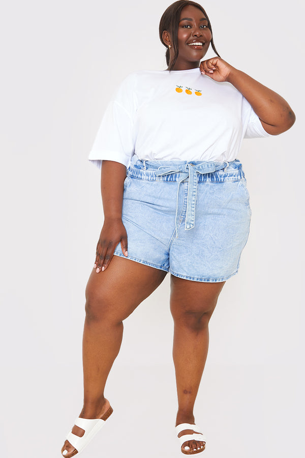 In The Style In The Style Denim Paperbag Shorts Blue