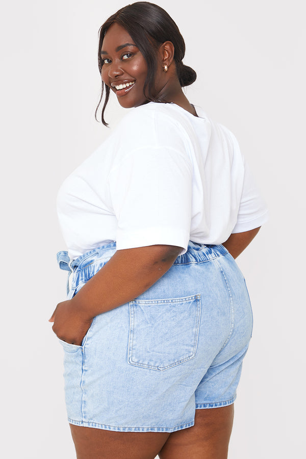 In The Style In The Style Denim Paperbag Shorts Blue