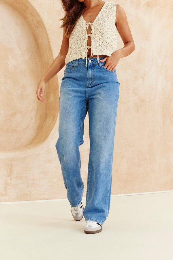 In The Style In The Style Denim Wide Leg Jeans Blue