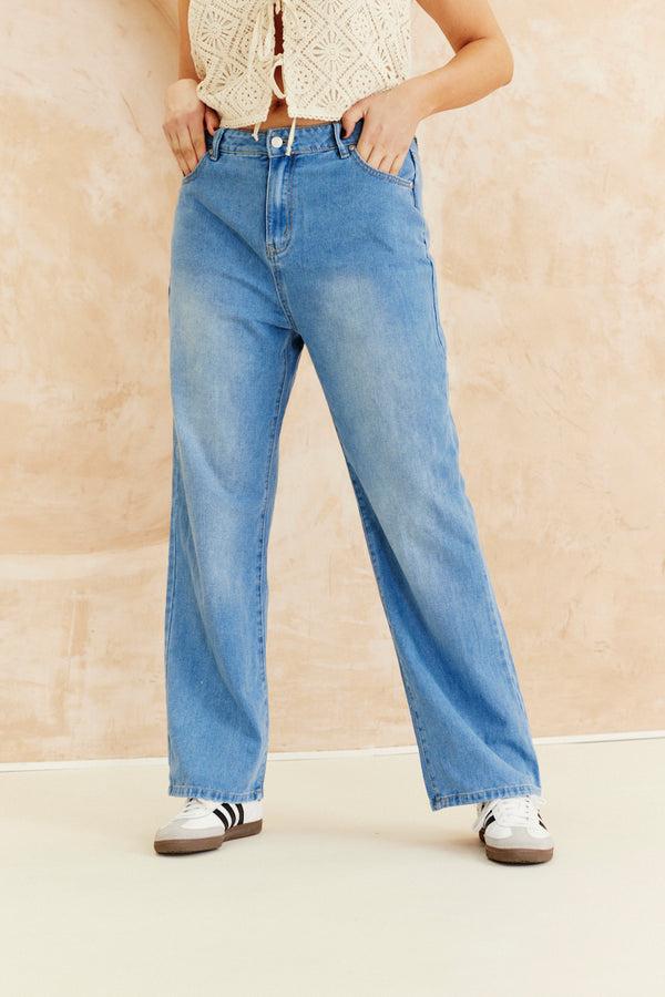 In The Style In The Style Denim Wide Leg Jeans Blue