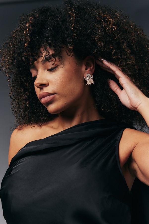 In The Style In The Style Diamante Ghost Earrings Gold