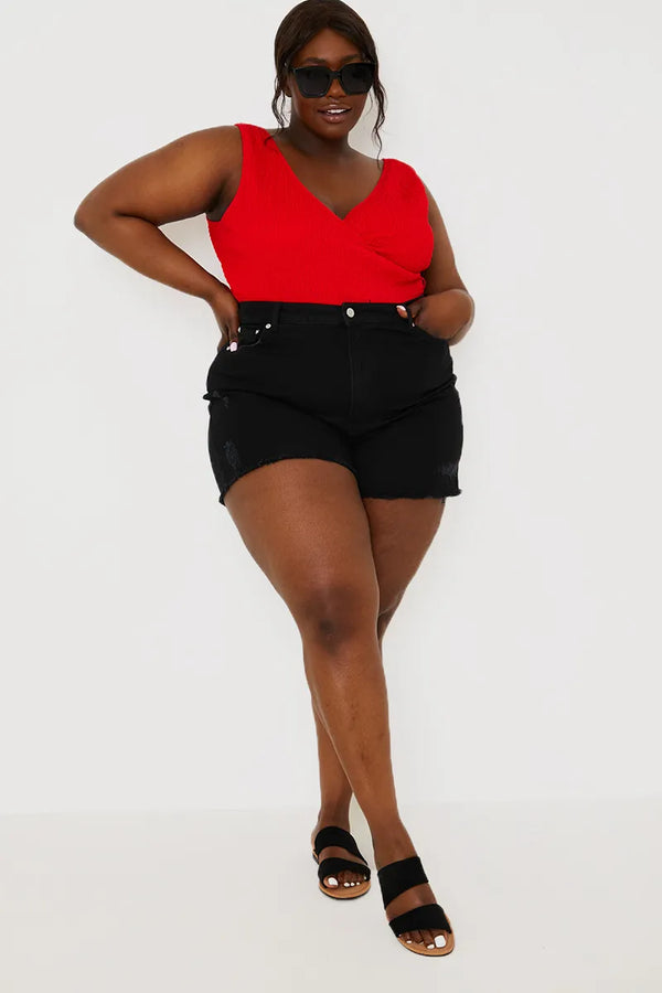 In The Style In The Style Distressed Denim Shorts Black