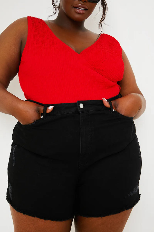 In The Style In The Style Distressed Denim Shorts Black