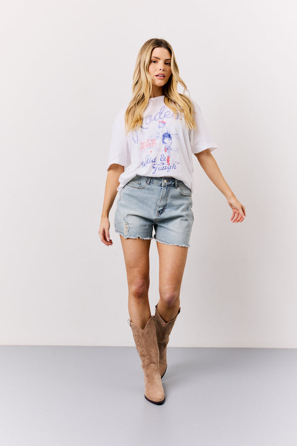 in the style In The Style Distressed Denim Shorts Blue