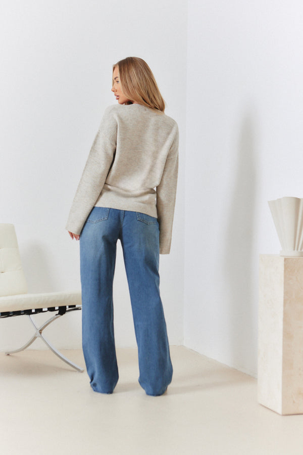 In The Style In The Style Double Breasted Knitted Cardigan Oatmeal