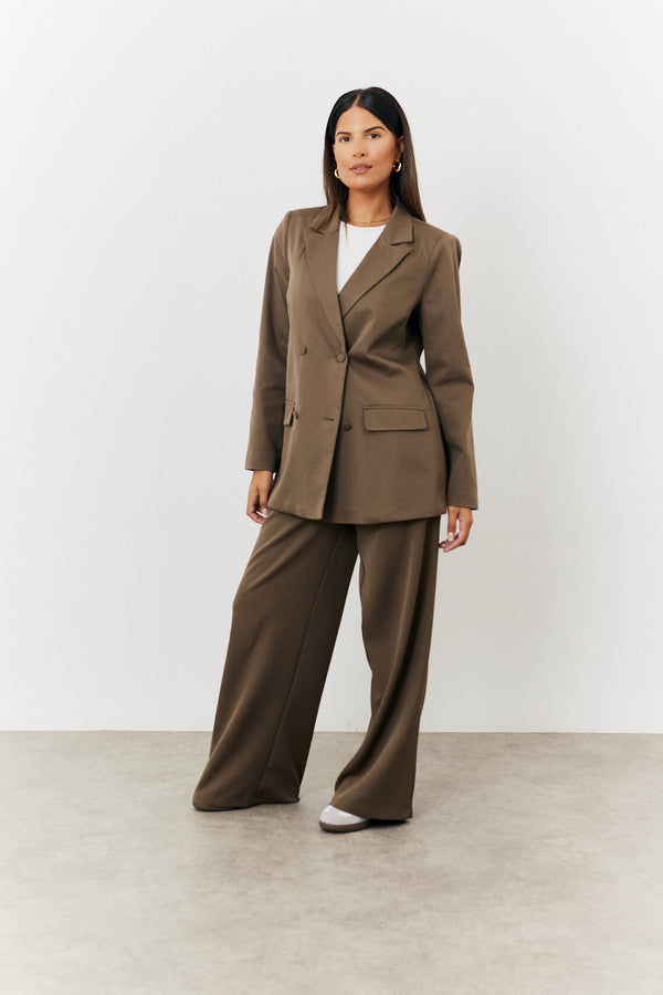 In The Style In The Style Double Breasted Tailored Co-Ord Blazer Camel