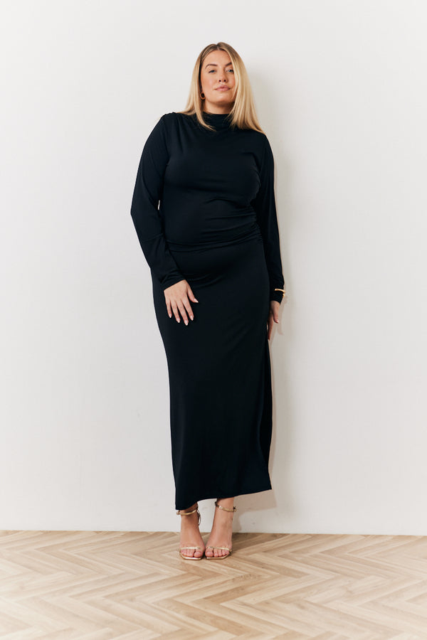In The Style In The Style Draped High Neck Dress Black Black