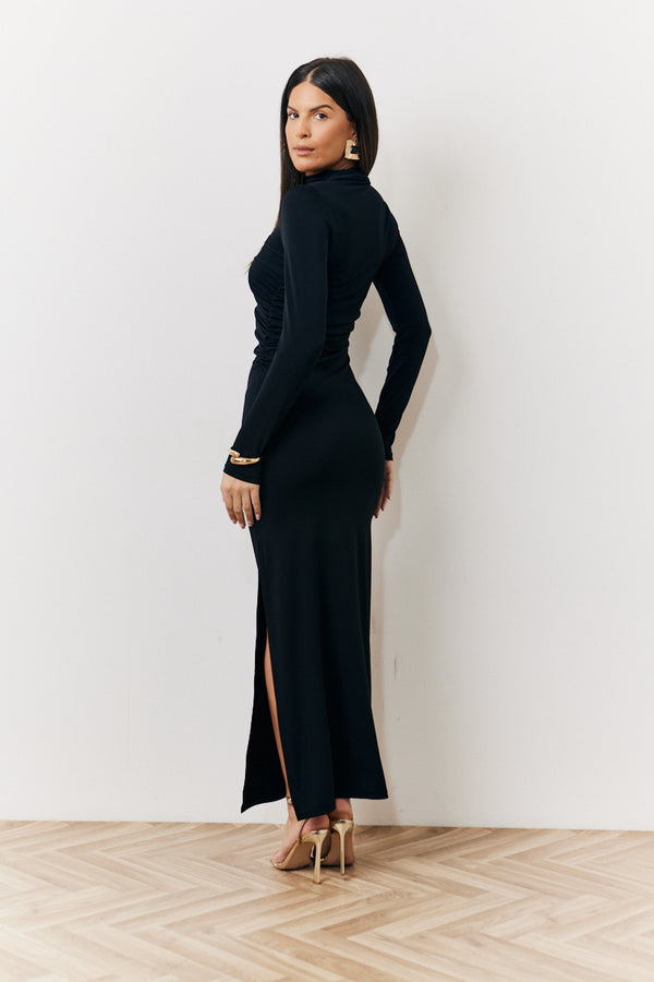 In The Style In The Style Draped High Neck Dress Black Black