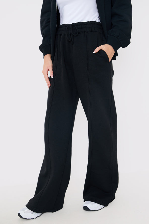 In The Style In The Style Drawstring Wide Leg Joggers Black