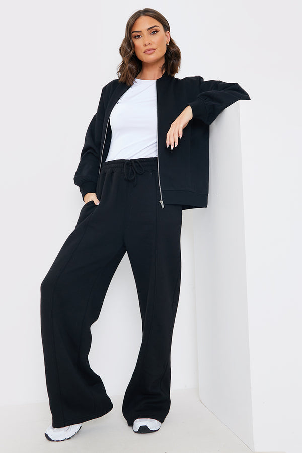 in the style In the Style Drawstring Wide Leg Joggers Black