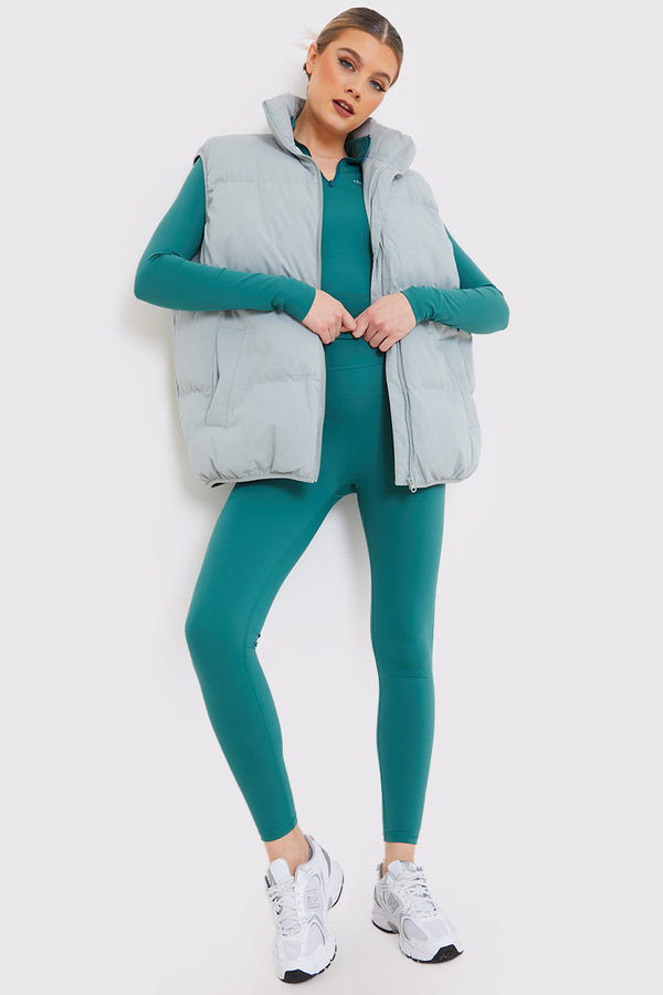 In The Style In The Style Duck Egg Oversized Puffer Gilet Blue