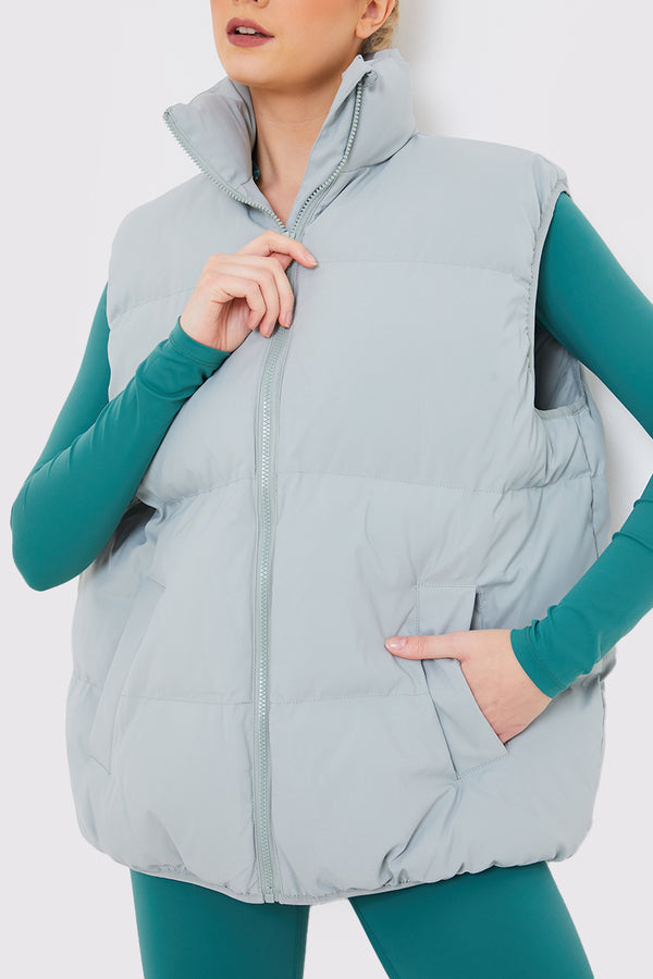 In The Style In The Style Duck Egg Oversized Puffer Gilet Blue