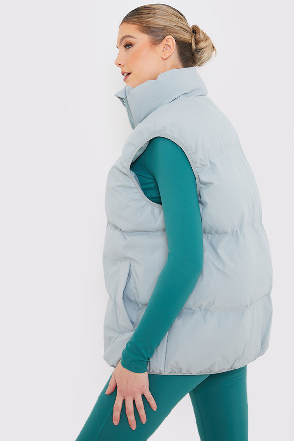 In The Style In The Style Duck Egg Oversized Puffer Gilet Blue
