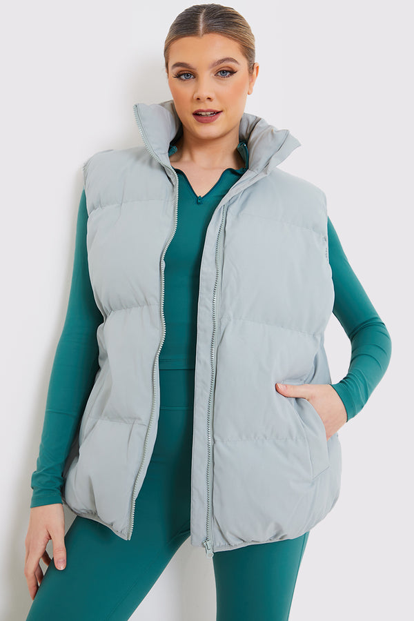 in the style In the Style Duck Egg Oversized Puffer Gilet Blue