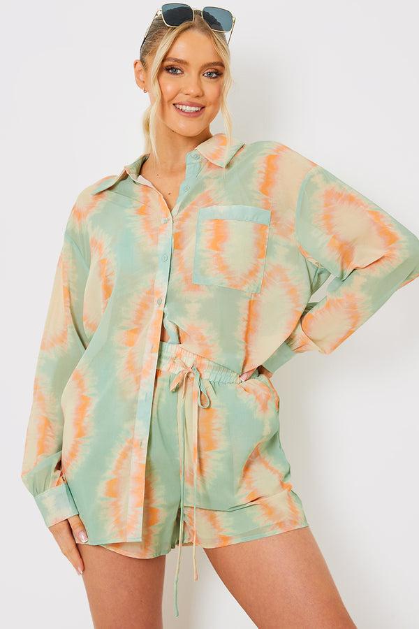 in the style In the Style Elasticated High Waist Beach Co-Ord Shorts Multicoloured