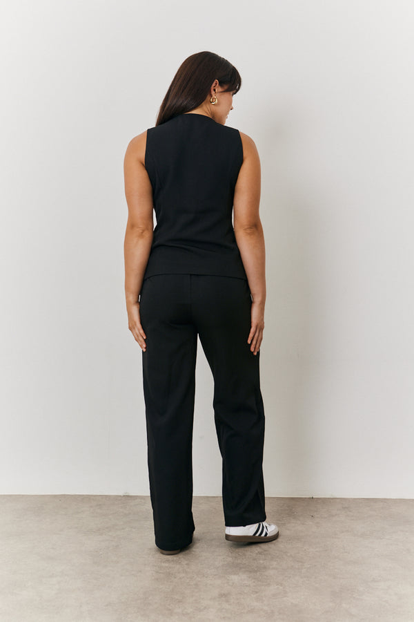 In The Style In The Style Elasticated Mid Rise Wide Leg Trouser Black