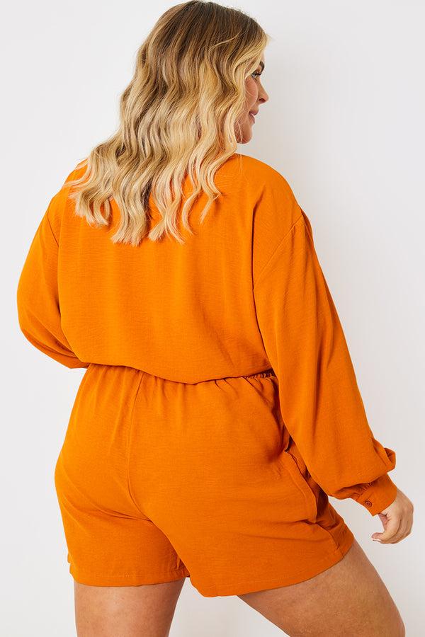 In The Style In The Style Elasticated Waist Textured Co-Ord Shorts Orange
