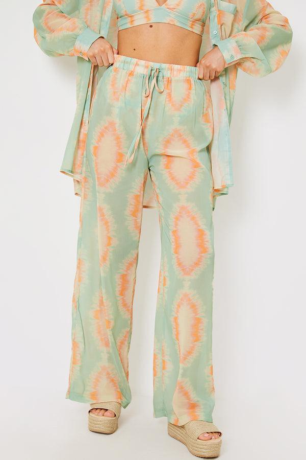 In The Style In The Style Elasticated Wide Leg Co-Ord Beach Trousers Multicoloured