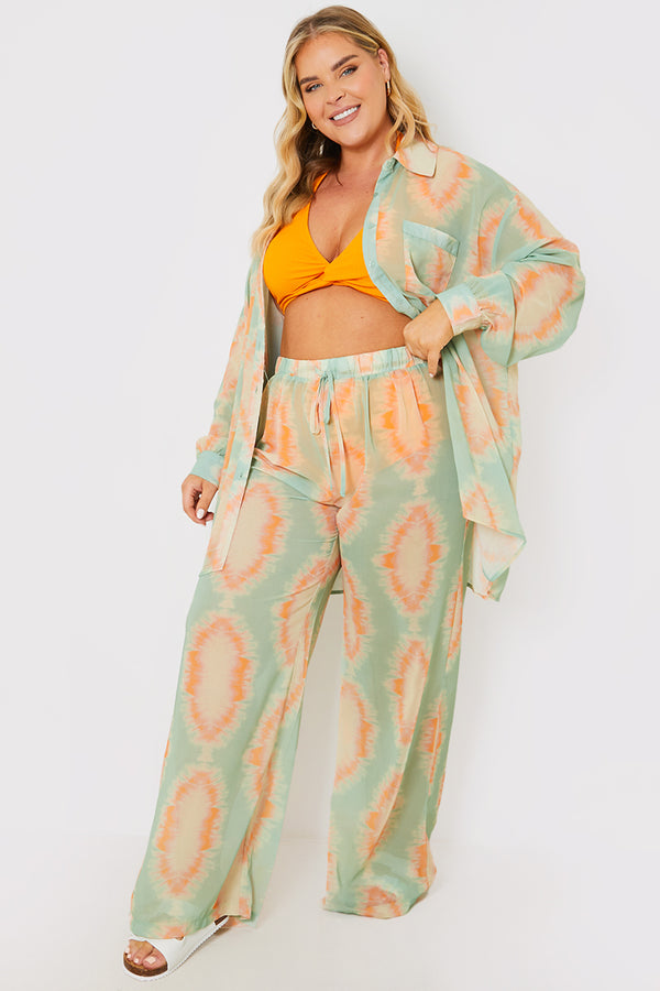 In The Style In The Style Elasticated Wide Leg Co-Ord Beach Trousers Multicoloured