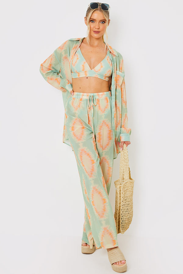 in the style In the Style Elasticated Wide Leg Co-Ord Beach Trousers Multicoloured