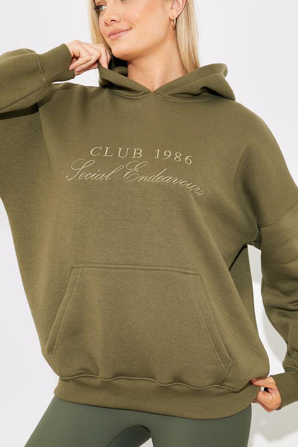In The Style In The Style Embroidered Club 1986 Jersey Hoodie Green