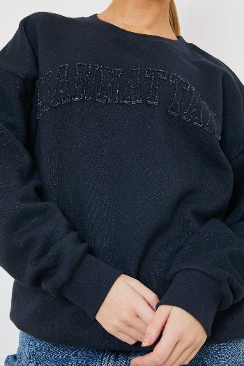 In The Style In The Style Embroidered Distressed Oversized Sweatshirt Charcoal
