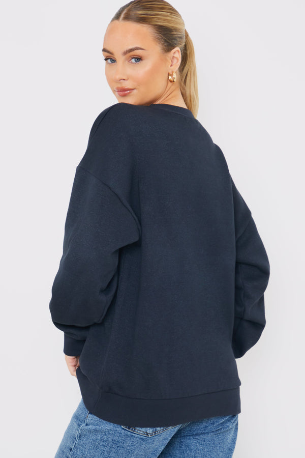 In The Style In The Style Embroidered Distressed Oversized Sweatshirt Charcoal