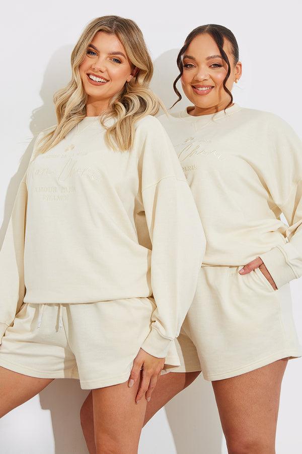 in the style In the Style Embroidered Mon Cherie Sweater Ecru