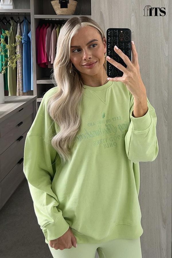 in the style In the Style Embroidered Sunshine Sweater Lime