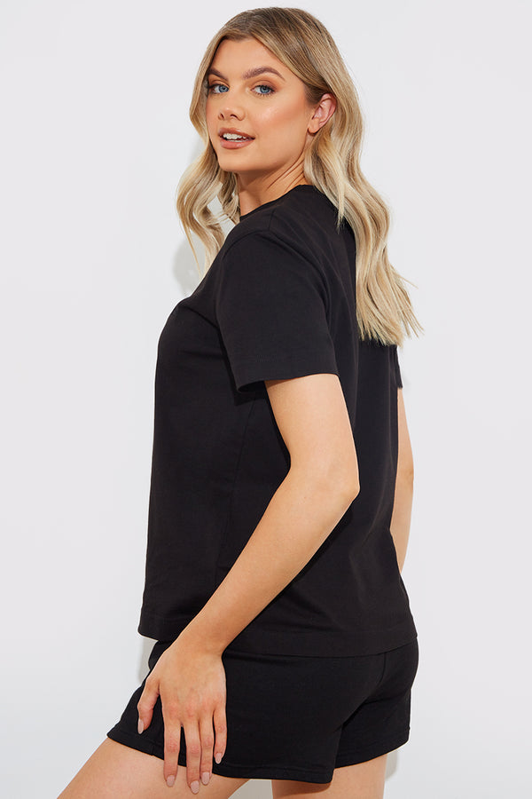 In The Style In The Style Embroidered T-Shirt Black