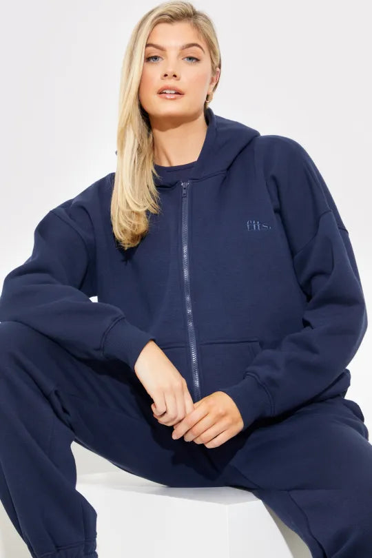 In The Style In The Style Embroidered Zip Up Jersey Jacket Blue