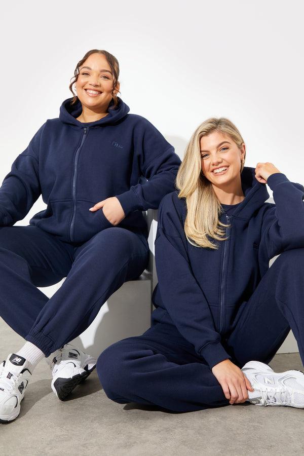 in the style In the Style Embroidered Zip Up Jersey Jacket Blue