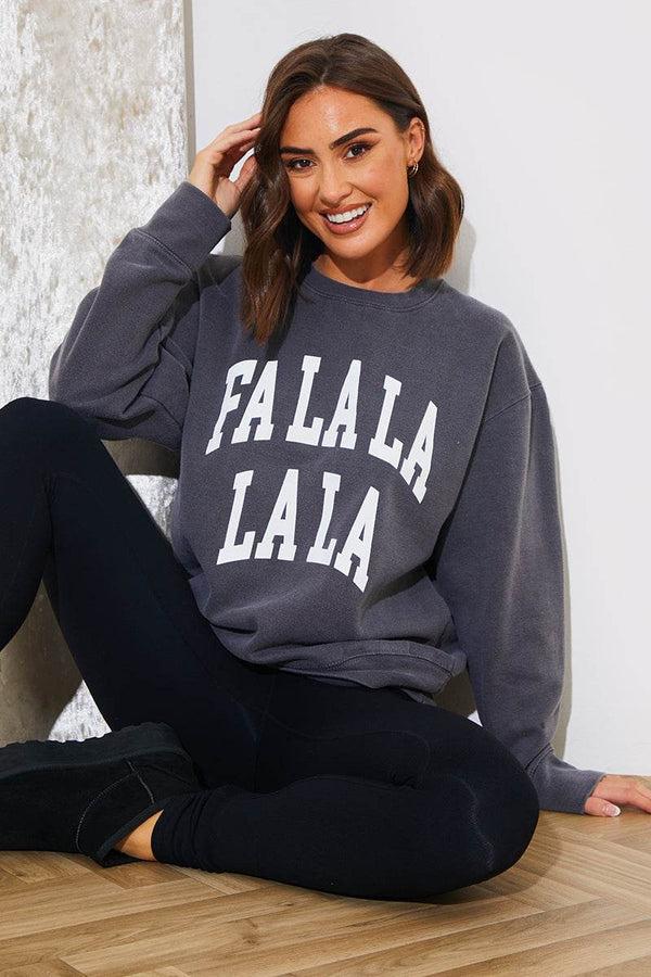 In The Style In The Style 'Falalalala' Charity Christmas Sweater Charcoal