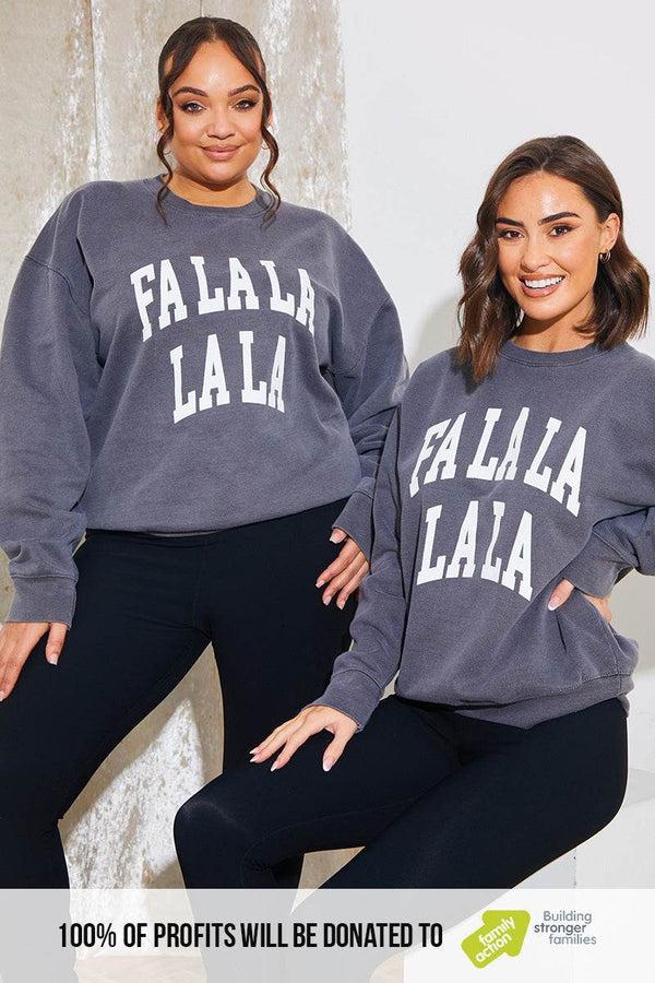 in the style In The Style 'Falalalala' Charity Christmas Sweater Charcoal