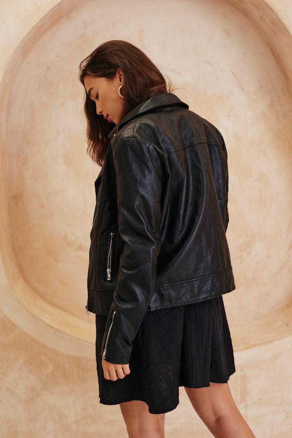 In The Style In The Style Faux Leather Biker Jacket Black