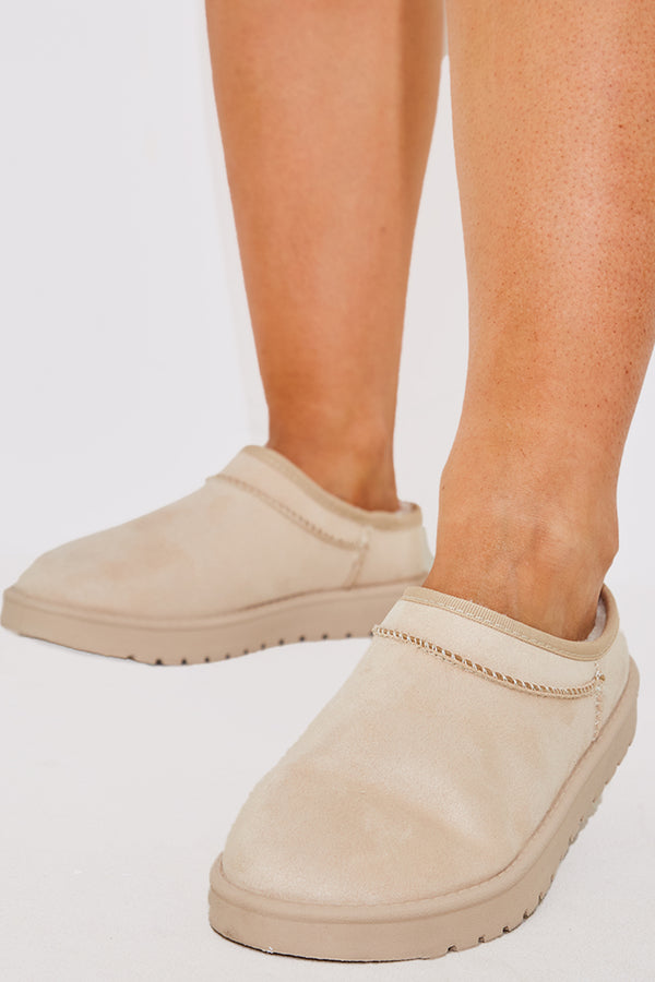 in the style In The Style Faux Suede Flat Shoe Beige