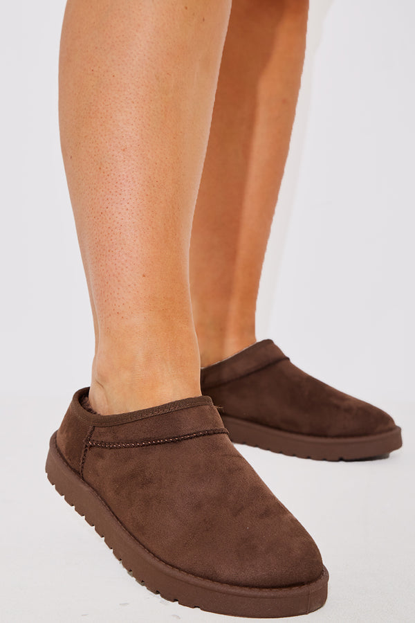 in the style In The Style Faux Suede Flat Shoe Brown