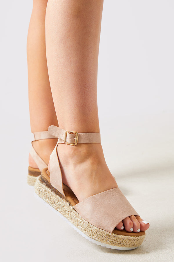 In The Style In The Style Faux Suede Flatform Espridale Stone
