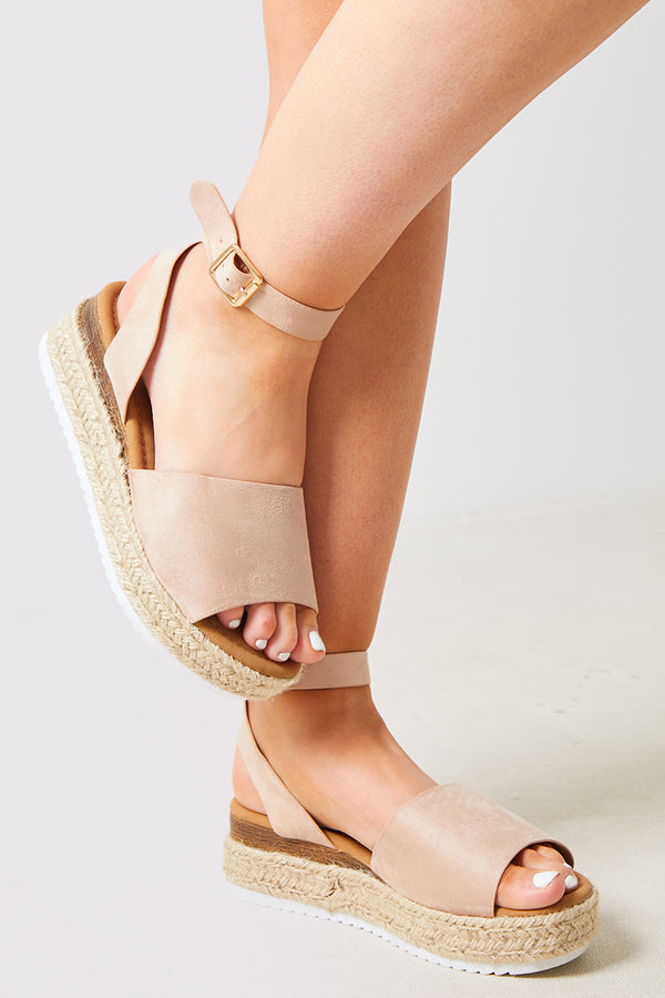 in the style In The Style Faux Suede Flatform Espridale Stone