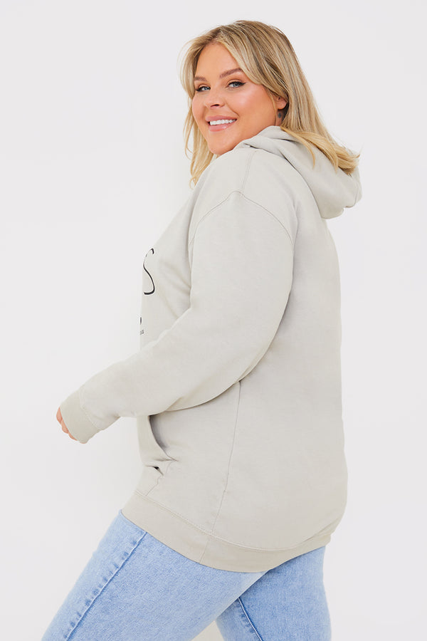 In The Style In The Style Fearless Woman Slogan Hoodie Stone