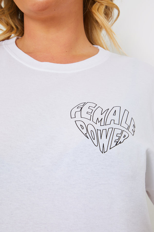 In The Style In The Style Female Power' Slogan T-Shirt White
