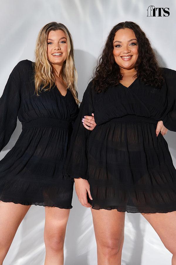 in the style Fits Crinkle Floaty Dress Black