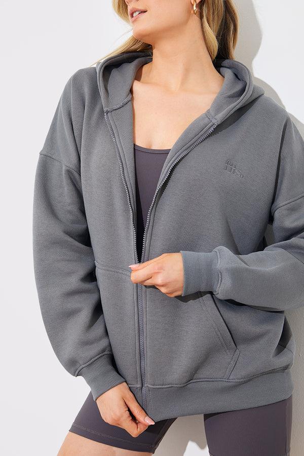 In The Style In The Style FITS EMBROIDED ZIP UP JERSEY JACKET Grey