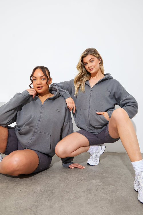 in the style In the Style FITS EMBROIDED ZIP UP JERSEY JACKET Grey