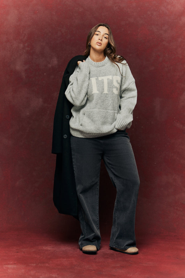 In The Style Fits FITS Knitted Sweatshirt Grey