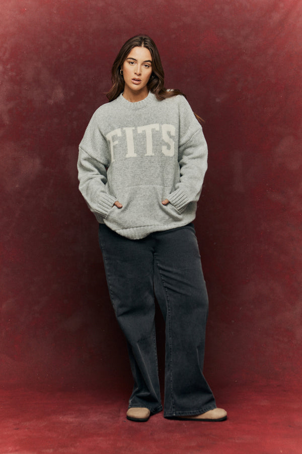 In The Style Fits FITS Knitted Sweatshirt Grey