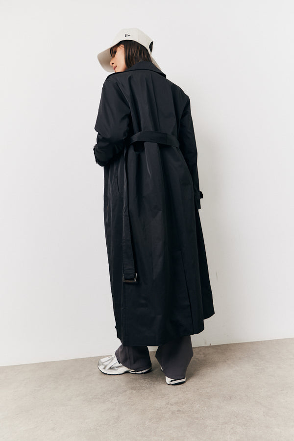 In The Style Fits Longline Trench Coat Black
